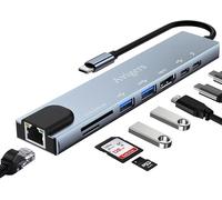 Hub/Adaptateur USB C avec RJ45 Ethernet(8 en 1),4K HDMI,100W PD,Lecture de Carte SD/TF,2 Ports USB 3.0,Type C Adaptateur Multiport pour MacBook Pro/Air,iPad Pro,iMac,Série iPhone16/15,Galaxy