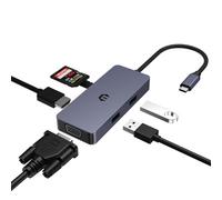 HUB Adaptateur USB C, HUB USB C, hub USB HDMI VGA 4k, Adaptateur 6 en 1 avec USB A, USB 2.0, Lecteur de Carte SD/TF Compatible avec Les Ordinateurs Portables Mac, Windows et iOS