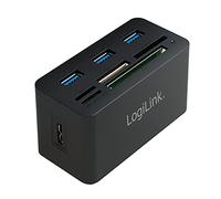 LOGILINK Hub USB 3.0 3 ports avec lecteur de cartes (Noir)