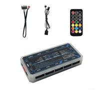 Hub ARGB, contrôleur RVB, concentrateur de ventilateur, télécommande sans fil 10 + 2 ports, musique pour refroidissement du boîtier PC, configuration de jeu (éclairage)