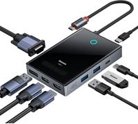 Hub Avec 4 Affichage, Dock Type C Avec 2 Hdmi 4K, Displayport 120Hz, Vga, 100W Pd, Ports 5 Gbps Usb-A 3.0 & Usb-C 3.0, Station D'Accueil Pour Dell/Hp/Lenovo/Macbook/Steam Deck