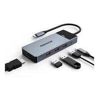 Hub C USB, OBERSTER Hub USB C 5 en 1 avec Sortie HDMI 4K, 3 USB 3.2 avec Vitesses de Transfert jusqu'à 10 Gbit/s, 100 W PD, Adaptateur USB C pour Mac Pro/Air, Dell et Autres appareils de Type C