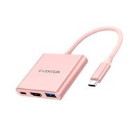 Hub C14 3-En-1 Usb Type-C 100w, Adaptateur Compatible Avec Hdmi 4k Et Usb 3.0, Chromebook More, Rose
