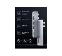 Hub Multiport USB-C (USB 3.1) UGREEN 6-in-2 USB C Hub for MacBook Pro 6+2 ports avec lecteur de carte SD intégré argent