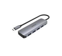 uHUB P5+ Hub USB 4 Ports Powered USB-C H1107A / USB3.1 Gen1 5 Gbps SuperSpeed/Micro USB 12 W/Boîtier Ultra Plat en Aluminium/Couleur : Gris sidéral