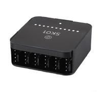 Hub contrôleur de ventilateur 12 V CC avec séparateur de type C, 6 ports à 4 broches, bouton de vitesse manuel 0-100 %, indicateur LED pour jeu PC (Type-C + DC)
