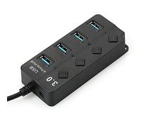 Hub convertisseur USB 3 0 haute vitesse 4 en 1 avec 4 ports d'extension commutateurs d'alimentation indépendants compatible clavier U lecteur de carte USB ventilateur