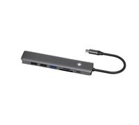 Hub d'accueil 7 en 1 en aluminium pour ordinateur portable et tablette avec entrée USB-C, support 4K, lecteurs et ports USB 3.0 (sept en un)