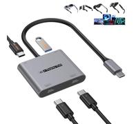 Hub d'affichage 4 en 1 double USB-C pour Switch 2, station d'accueil portable avec 4K @ 60 Hz/100 W PD/USB 3.0 5 Gbit/s pour lunettes AR/XR/Switch 1 2/Steam Deck/ordinateur portable/moniteur portable