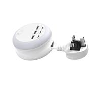 Hub d'alimentation avec cordon rétractable à 3 broches et 6 ports USB | Cordon rétractable à 3 broches pour bureau de chevet usage quotidien avec ports USB-A de type C