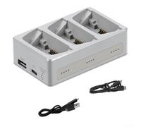 Hub de charge bidirectionnel pour batteries de drone DJI FLIP, charge rapide jusqu'à 2 batteries et appareils avec modes intelligents et protection de sécurité, gris compact (trois voies)