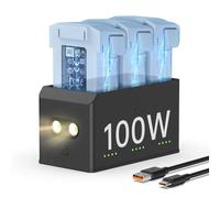 Hub de charge de batterie 100 W Mini 4 Pro/Mini 3 Series (charge rapide 3X), chargeur de batterie bidirectionnel avec lumières LED de stockage, mode alarme, compatibilité : DJI Mini 4 Pro, DJI Mini 3