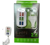 Hub de Chargement USB, Adaptateur multiport USB - Bloc USB 6 Ports - Station de Charge compacte avec rallonge de 1 m/3,28 Pieds, Chargeur de Voyage pour la Plupart des téléphones