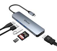Hub de données Ultra Fin, Adaptateur USB 3.0, hub USB 3.0 avec Sortie HDMI 4K, Transfert de données Rapide, 100 W PD, Lecteur de Carte SD/TF, Compatible avec Les appareils Lenovo, Type C