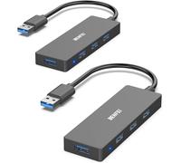Hub de données USB 3.0 Ultra Plat à 4 Ports, avec Adaptateur USB 3.0, répartiteur USB 3.0, 5 Gbps, Compatible avec iPhone 15 Pro/Max MacBook Pro/Air 2023, iPad Pro, iMac S23, XPS 17, etc