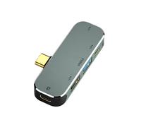 Hub de Extensão Tipo C para Computador PC 5 em 1 com Conector 3,55 mm PD100W USB3.0/USB3.1 Compatível Extensor USB YX04-X4