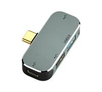 Hub de Extensão Tipo C para Computador PC com Conector 3,55 mm PD100W USB3.0/USB2.0/USB3.1 Compatível Extensor USB YX04 X1