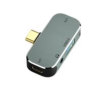 Hub de Extensão Tipo C para Computador PC com Conector 3,55 mm PD100W USB3.0/USB2.0/USB3.1 Compatível Extensor USB YX04 X2