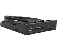 Hub De Panneau Avant De 3,5 Pouces, Hub Usb Interne En Métal À 6 Ports, 2Xusb 3.0, Usb C, 3,5 Mm, Lecteur De Carte Interne Sd/Tf, Panneau De Lecteur De Disquette 5 Gbit/S Pour[Z1304]