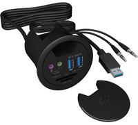 Hub De Table (60 Mm) À Encastrer, 3X Usb 30 (2X Type-A, 1X Type-C), Lecteur De Cartes (Sd/Microsd), Entrée/Sortie Audio, Passe-Câbles, Noir, Ib-Hub1404A[ZHUJ0109]