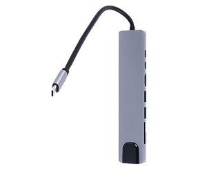 Hub de Type C, Coque en Alliage de Zinc, Petite Station d'accueil USB C Portable à 8 Ports pour Le Bureau Familial