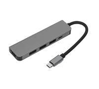 Hub de Type C, Plug and Play USB C PD Station d'accueil USB Interface Multimédia HD Coque en Alliage d'aluminium Gris pour Claviers