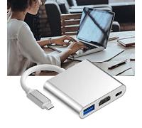 Hub de Type C vers USB, Station d'accueil Multifonctionnelle 3 en 1 avec Une Vitesse de 5 Gbit/s, Portable pour Le Bureau à Domicile (Silver)