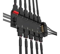 Hub De Ventilateur Argb Pwm,2 En 1 6X12V 4 Broches Pwm 5X5V 3 Broches Adaptateur De Moyeu De Ventilateur De Boîtier Argb Avec Interface D'Alimentation Sata 15 Broches