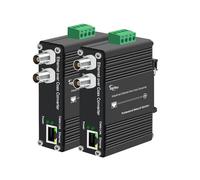 Hub d'extension EoC industriel pour rail DIN, Ethernet sur coaxial, 10/100 Mbit/s jusqu'à 1200 m, BNC à 2 ports pour chaîne à 7 canaux, 18-48 V DC, protection contre les surtensions pour la
