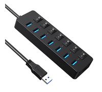 Hub d'extension USB 3.0 avec 7 ports et indicateurs LED individuels pour un transfert de données efficace sur le répartiteur de données informatique