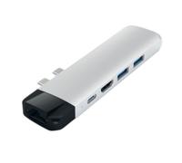 Hub Double USB-C Pro en Aluminium avec Ethernet et HDMI 4K Argent
