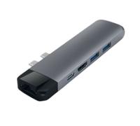 Hub Double USB-C Pro en Aluminium avec Ethernet et HDMI 4K Gris anthracite