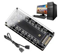 Hub Du Ventilateur D'ordinateur - Contrôleur Léger Argb 10-en-1 | Splitter De Refroidissement Du Boîtier PC | Game Châssis Fan Hub Pour Les Bandes De Lumière LED | Connecteur Pour La Tour De Burea