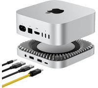 Hub en Aluminium et Stand pour Le Nouveau M4 / M4 Pro Mac Mini (2024) avec 40 Gops NVME/M.2 SSD Enceinte, 2X USB-A, hôte USB-C, Audio 3,5 mm - Compatible avec Tous Les Nouveaux Mac Mini M4 / M4 Pro