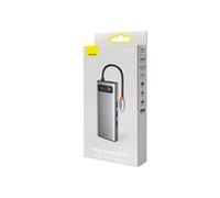 hub metal gleam series 9-en-1 multifunctional (type-c to 3x usb3.2/pd 100w/vga full hd 60hz/hdmi 4k/tf+sd card/ rj45) space gray (cahub-cu0g)