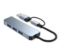 Hub métallique VALUE USB 3.2 Gen1, 4 Ports Type A, (1x USB 3.2 Gen1 + 3X USB 2.0), câble de raccordement Type C