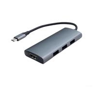 Hub multi-ports pour ordinateur portable, adaptateur de station d'accueil 7 en 1 de type C avec port HDMI, lecteur de carte SD, transfert de données, coque en aluminium