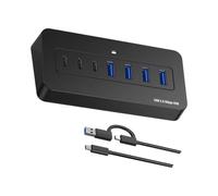Hub multiport compact 5 Gbps avec USB-a, avec câble B de 1 m | Entrées de type C pour un accès à la table d'ordinateur portable et un placement bien rangé