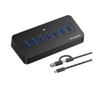 Hub multiport compact 5 Gbps avec USB-a, avec câble C de 1 m | Entrées de type C pour un accès à la table d'ordinateur portable et un placement bien rangé