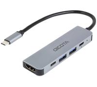 Hub Multiport USB-C® (USB 3.1) Dicota 5 ports boîtier en aluminium, avec fiche mâle USB-C, compatible avec l'ultra HD argent