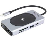 Hub Multiport USB-C® (USB 3.1) Dicota USB-C 10-in-1 Wireless Charging Dock 4K PD 100W + 15W 10 ports boîtier en aluminium, avec