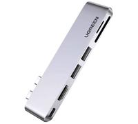 Hub Multiport USB-C (USB 3.1) UGREEN 6-in-2 USB C Hub for MacBook Pro 6+2 ports avec lecteur de carte SD intégré argent