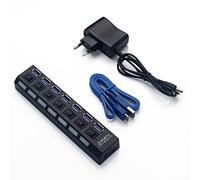 HUB MULTIPRISE USB 3.0 avec 7 Ports avec INDICATEUR LED ET INTERRUPTEURS INDIVIDUELS pour ÉCONOMISER L'ÉNERGIE