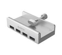Hub Orico MH4PU mit Klemme montiert, 4x USB-A 3.0 - silber