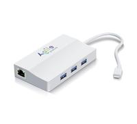 Hub PoE vers USB C, adaptateur multiport USB-C vers Ethernet Plug & Play, 5 en 1 (Gigabit Ethernet, 23 W alimenté par POE 802.3at, 3 x USB 3.0) vers adaptateur de type C pour smartphone/tablette