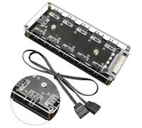 Hub répartiteur ARGB 10 ports pour bandes LED 5 V 3 broches, ventilateurs et refroidisseurs RVB PC - Compatible avec concentrateur de ventilateur et contrôleurs RVB, noir