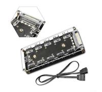 Hub répartiteur ARGB 10 ports pour bandes LED RVB adressables 5 V à 3 broches, ventilateurs et refroidisseurs - Compatible avec les hubs de ventilateurs, accessoires de construction PC