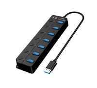 Hub répartiteur USB 3.0 7 ports - Extensible jusqu'à 7 ports, transfert de données haute vitesse 5 Gbit/s - Commutateurs indépendants et indicateurs LED - Plug & Play pour Win-Dows, Ma-c & Lin-ux