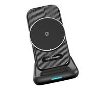 Hub sans fil 4 en 1 pliable - Chargeur rapide de 15 W - Avec support amovible - Pour téléphone, montre, casque - Charge magnétique sans fil amovible - Avec protection contre la surchauffe