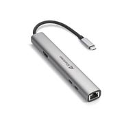 Hub Sharkoon 4044951040704 : 2x USB 3.2 Gen 2 Type A, 2x USB 3.2 Gen 2 Type C, 1x HDMI, 1x RJ45, 1250 Mbit/s, Aluminium Gris Foncé, 23x157.5x17mm